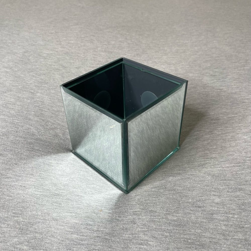 Mirror Cube Riser 5” Square Vase & Brush Holder Organizer